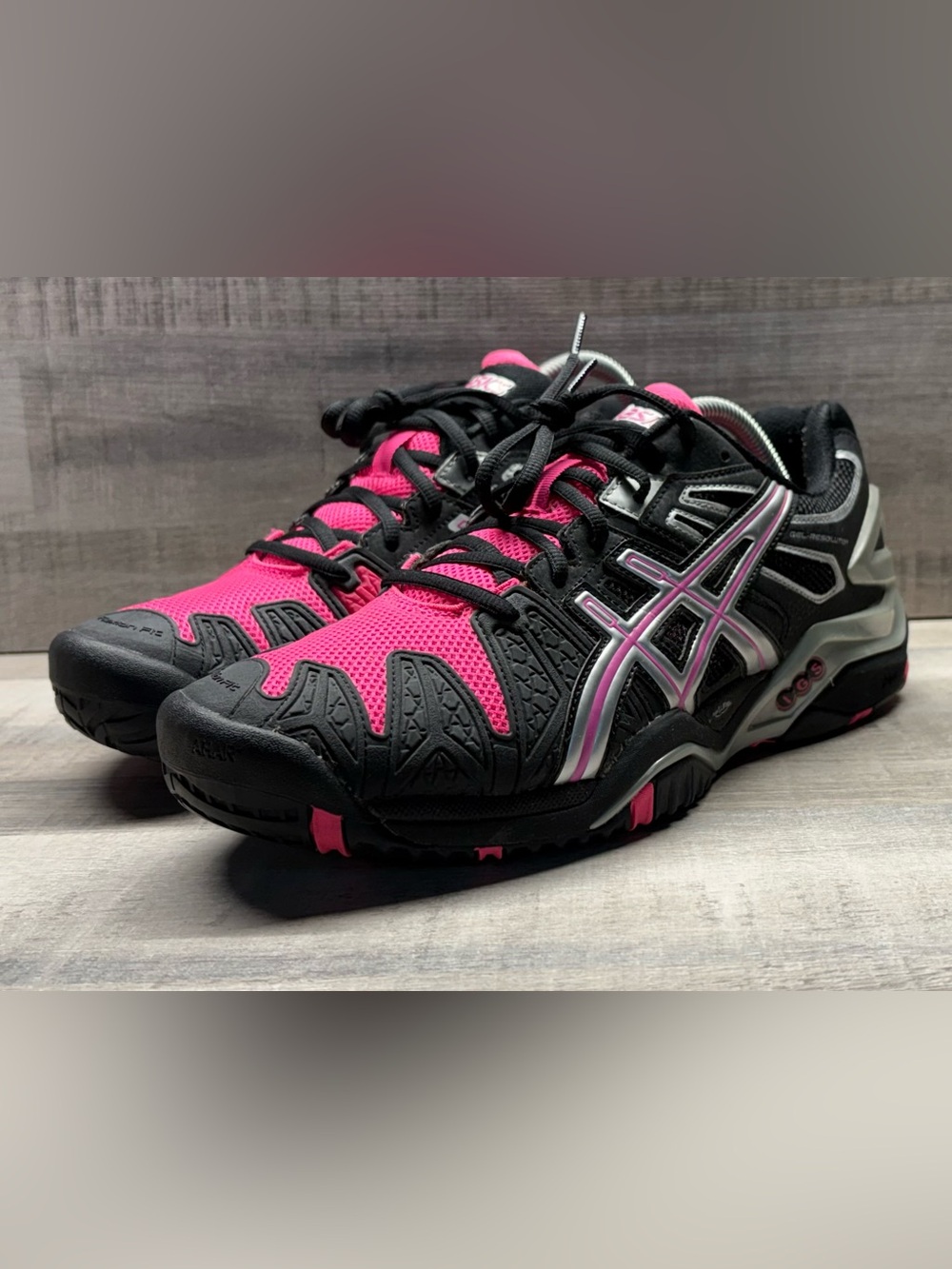 ASICS Gel Resolution 5 Women’s 10.5 Black Pink Tennis Court Shoes E350Y